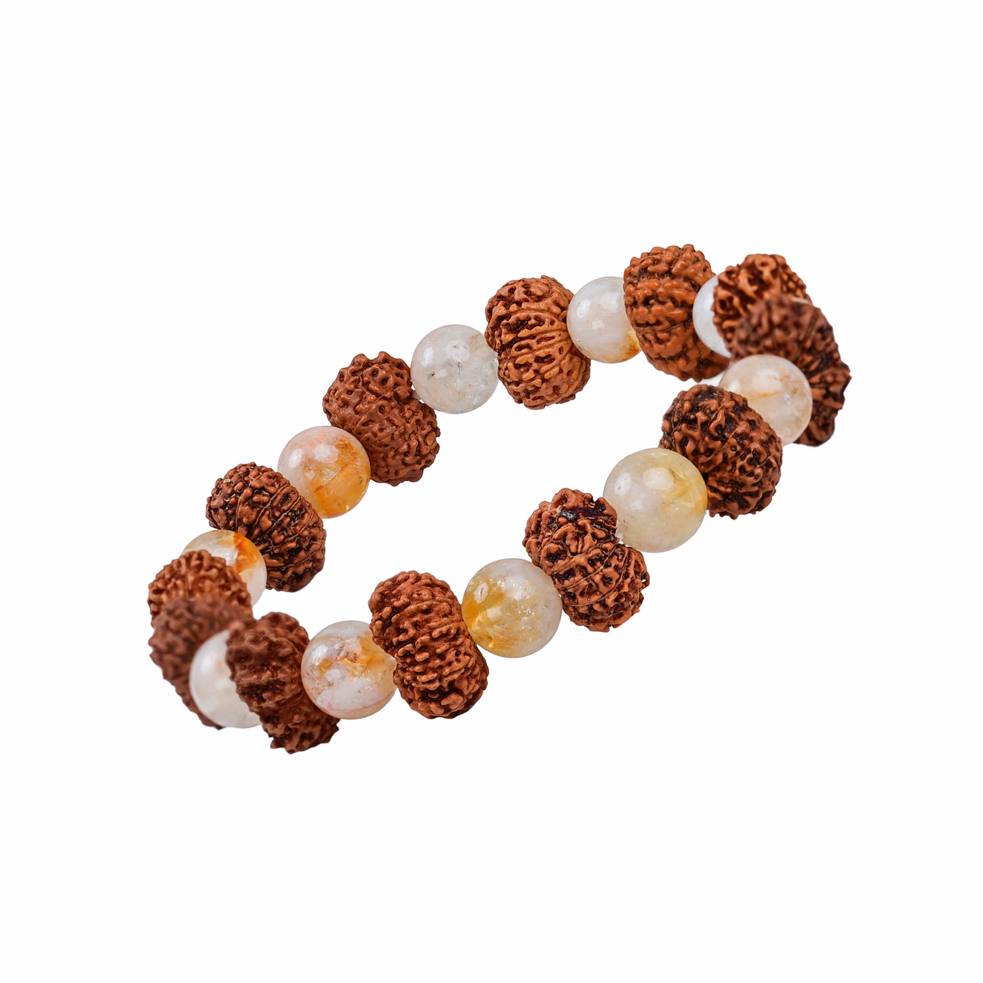 Leo (सिंह राशि) Bracelet – Citrine & 12 Mukhi Rudraksha