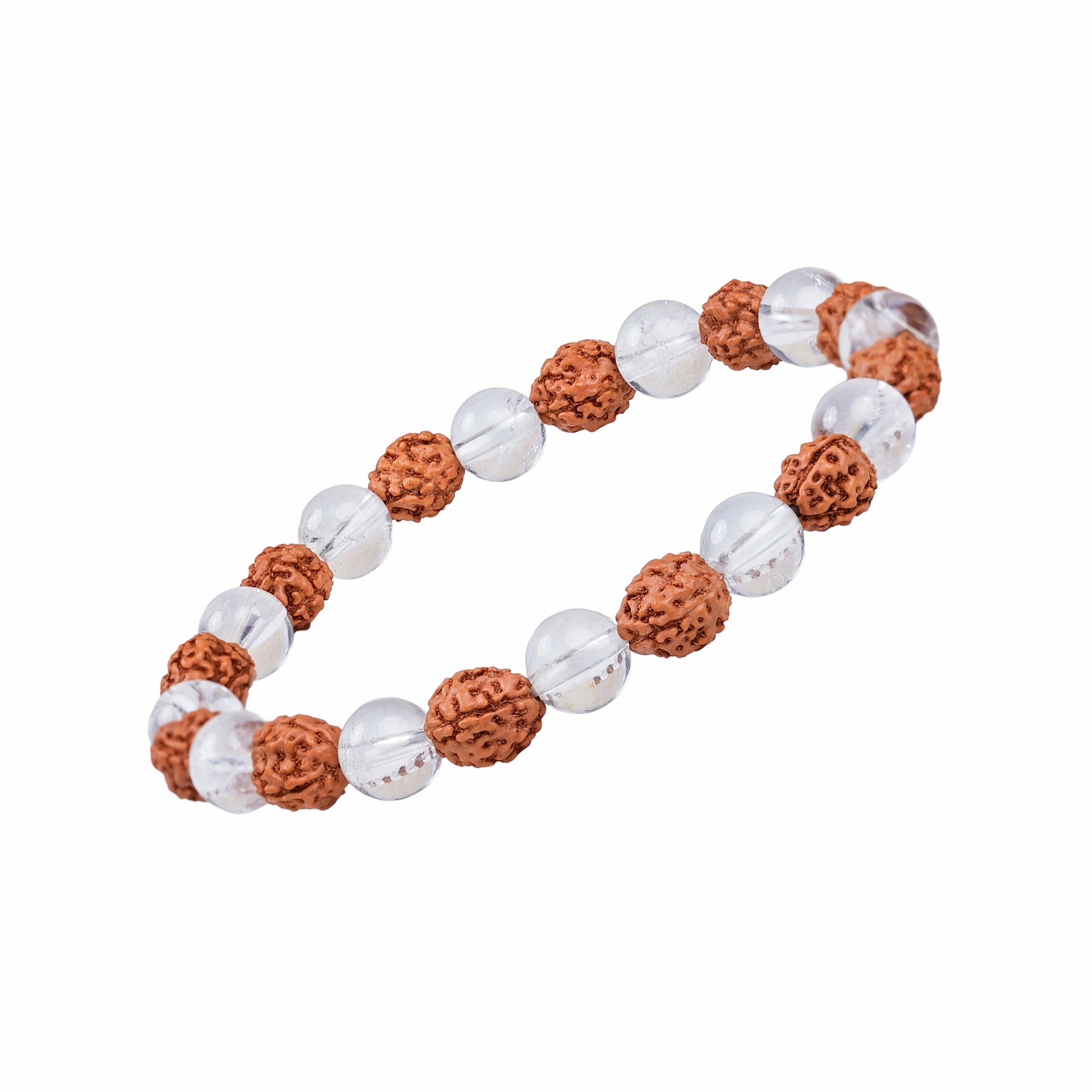Gemini (मिथुन राशि) Bracelet – Clear Quartz & 4 Mukhi Rudraksha