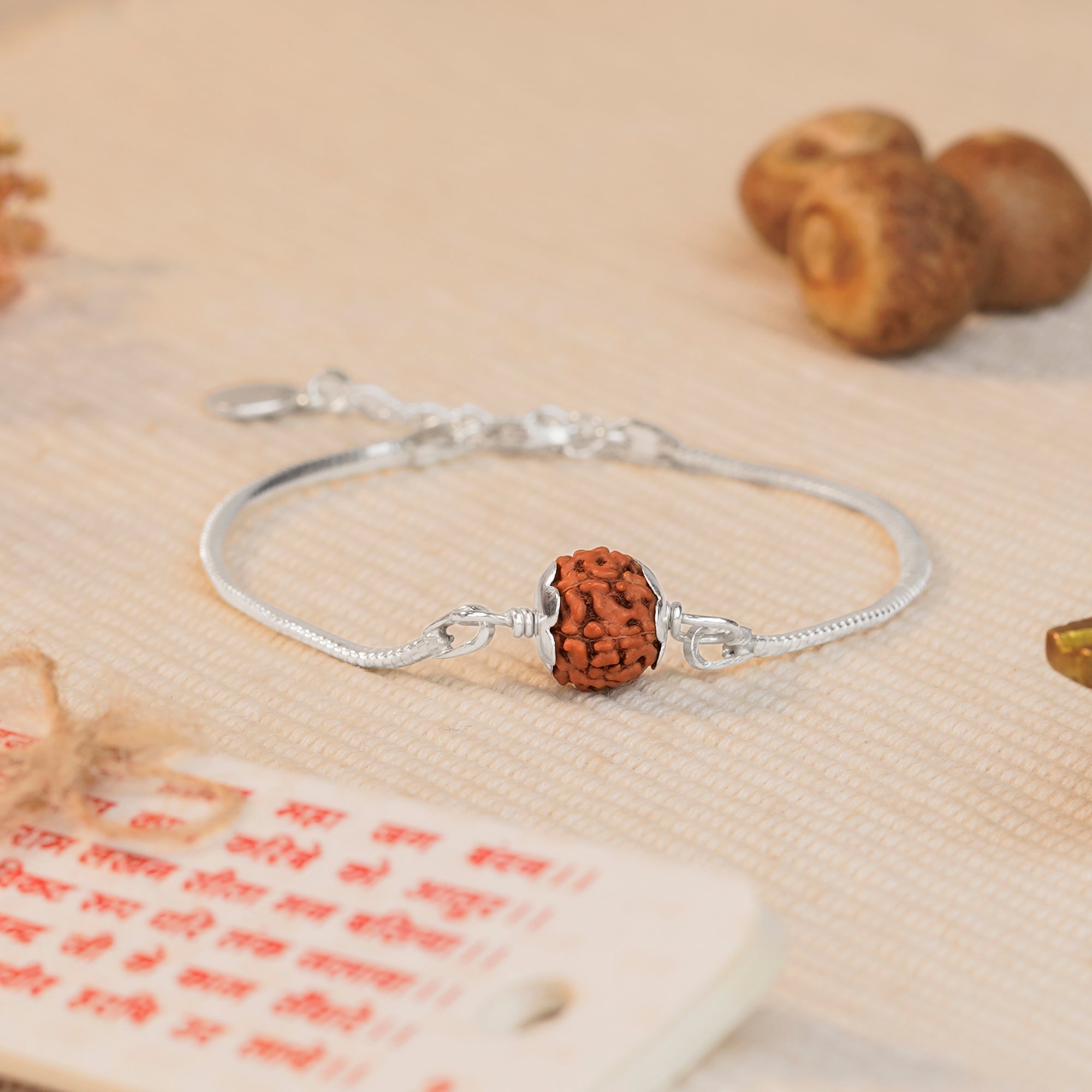 7 Mukhi Rudraksha 925 Sterling Silver Adjustable Bracelet
