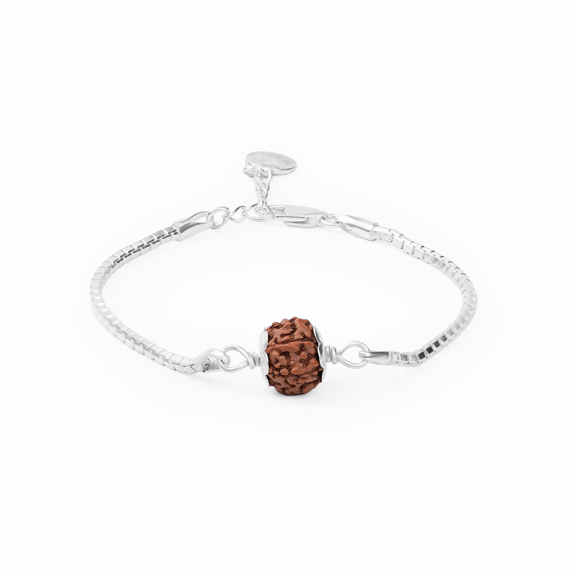 7 Mukhi Rudraksha 925 Silver Box Chain Bracelet