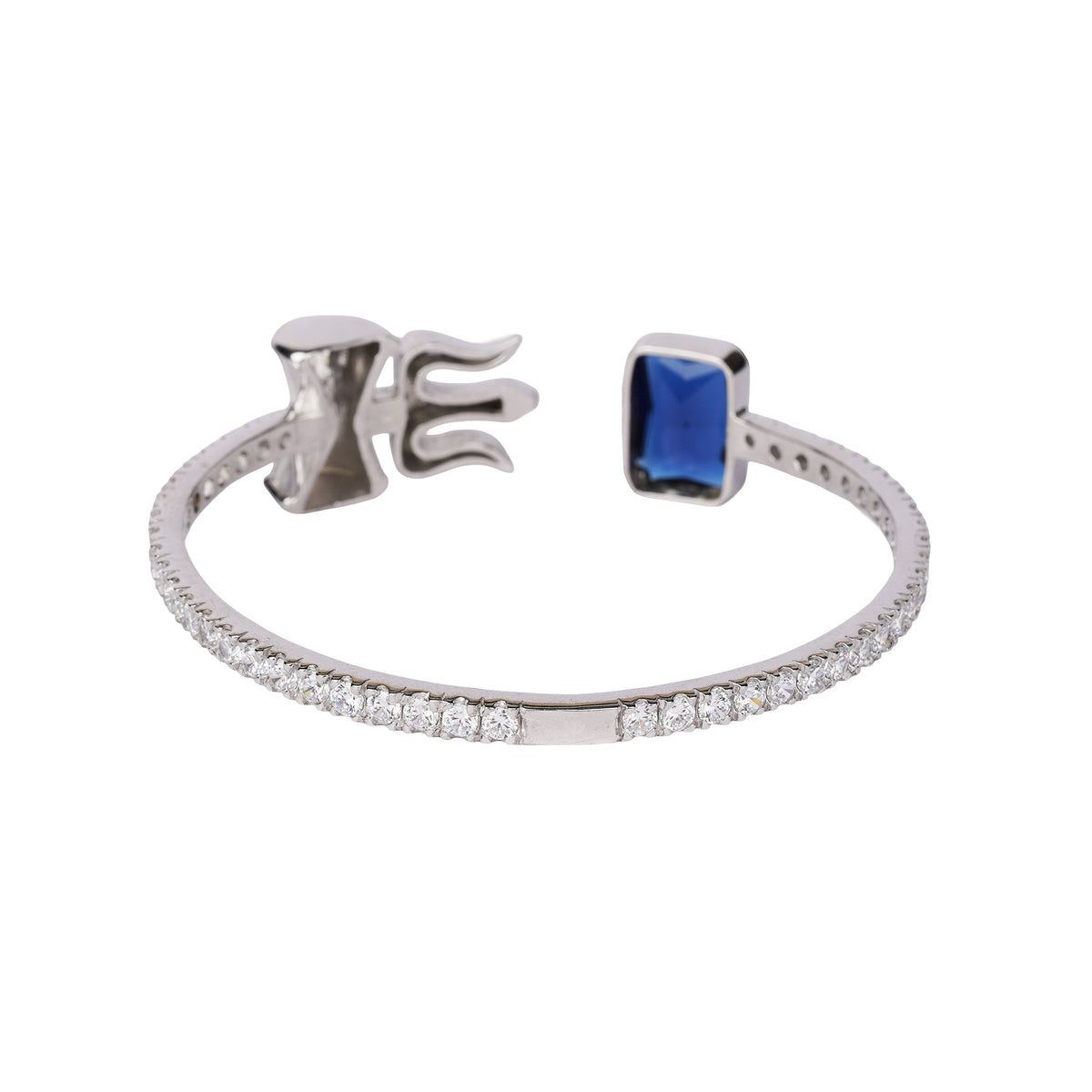 Shiv Damru Blue Stone Silver Bracelet