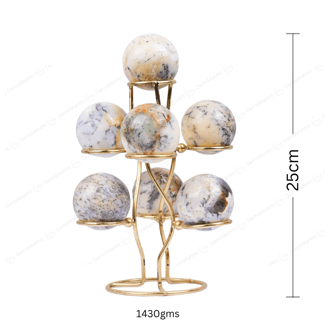 Dendrite Opal 7 Sphere/Ball With Stand - Gemsmantra