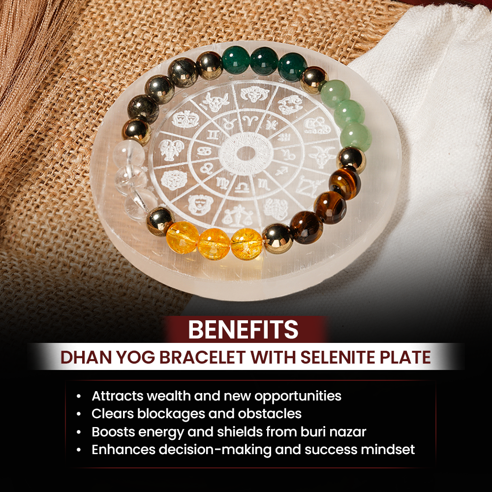 Energized Dhan Yog Bracelet with Selenite Plate