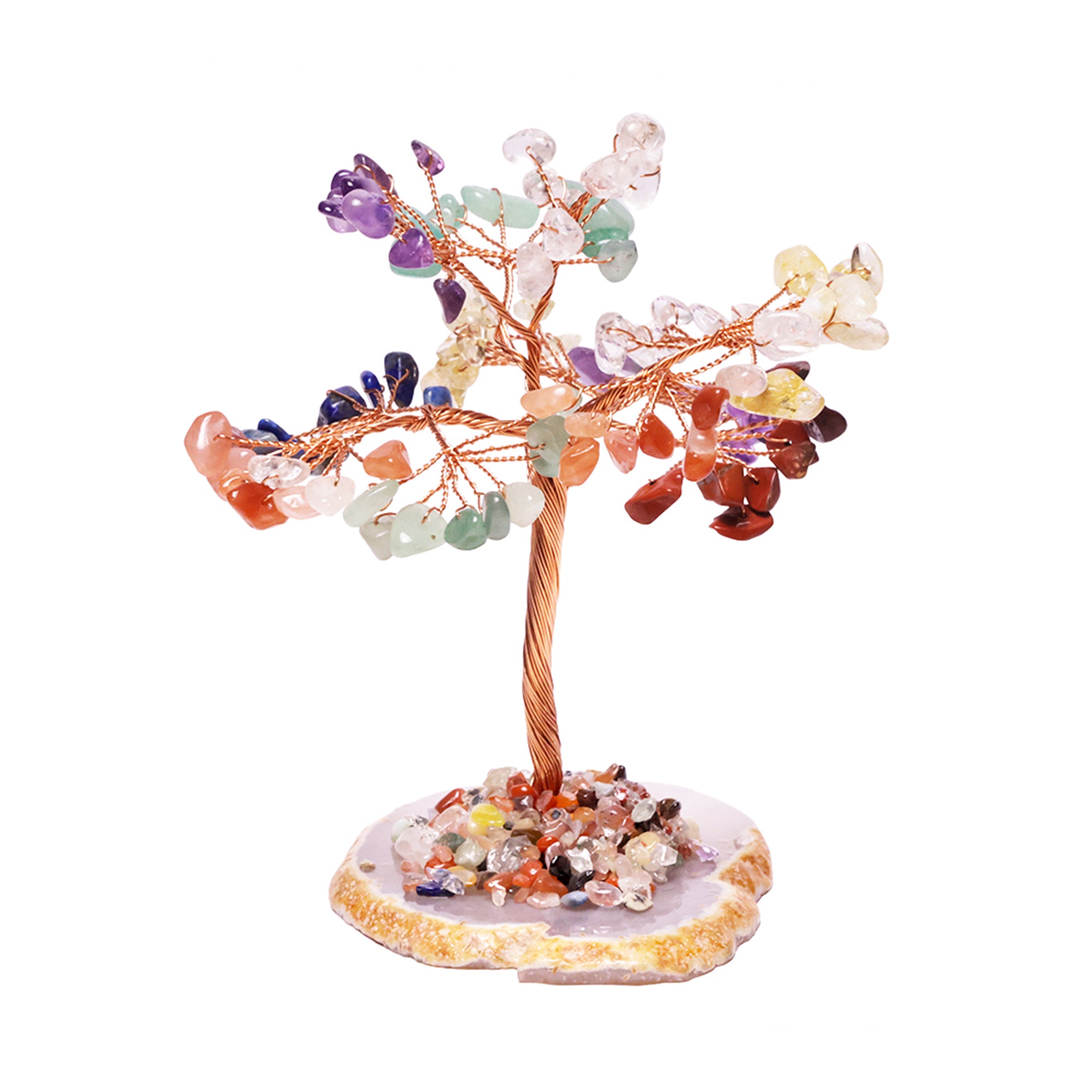 7 Chakra Crystal Tree with Agate Plate – for Vastu