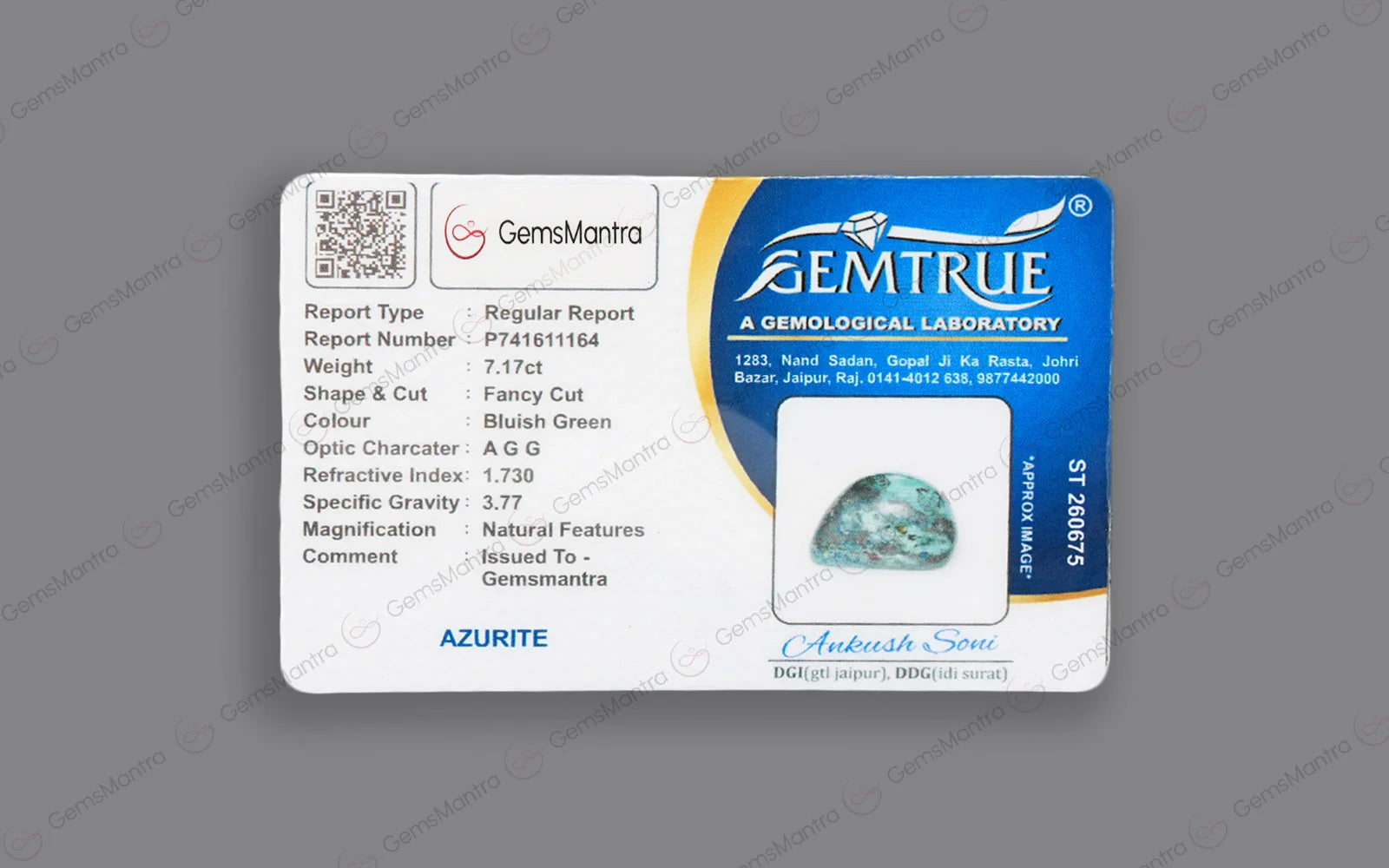 Azurite - Bluish Green (7.17 Carats)