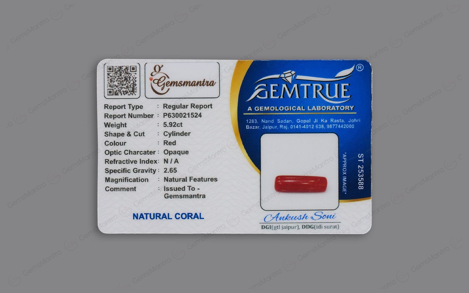 Red Coral - 5.92 Carats