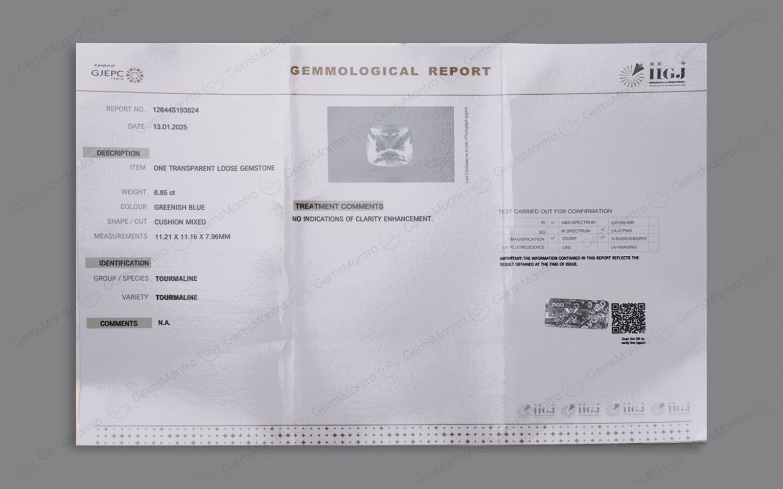 Greenish Blue Tourmaline - 6.85 Carats