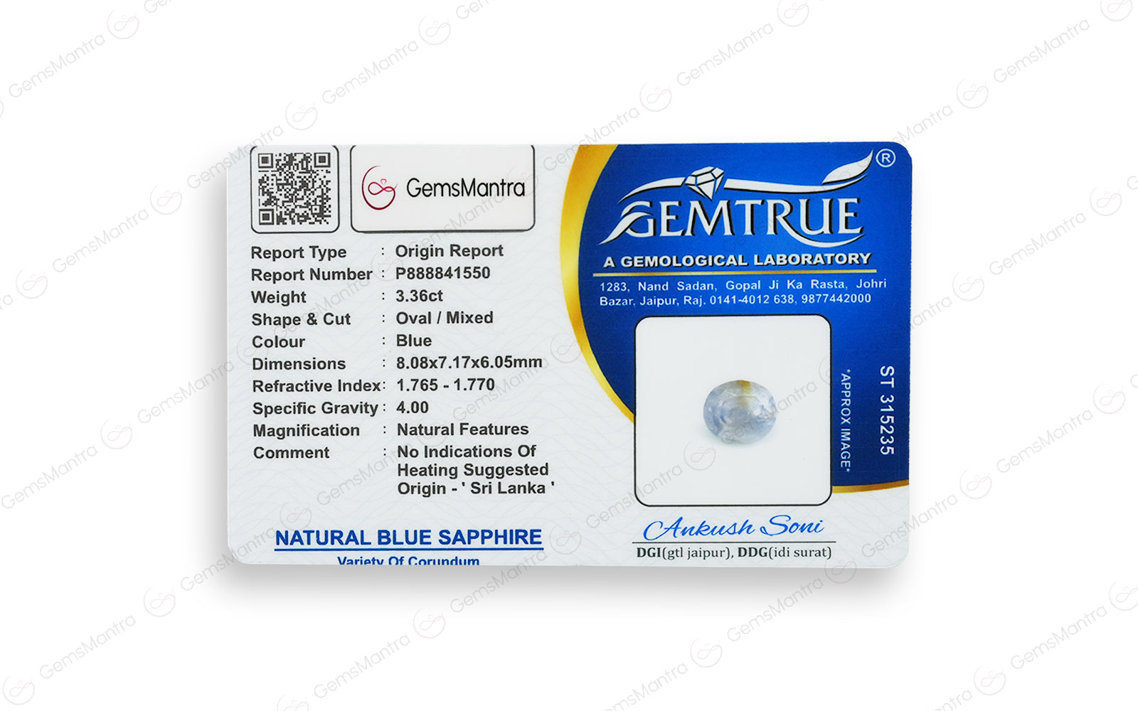 Ceylon Blue Sapphire - 3.36 Carats