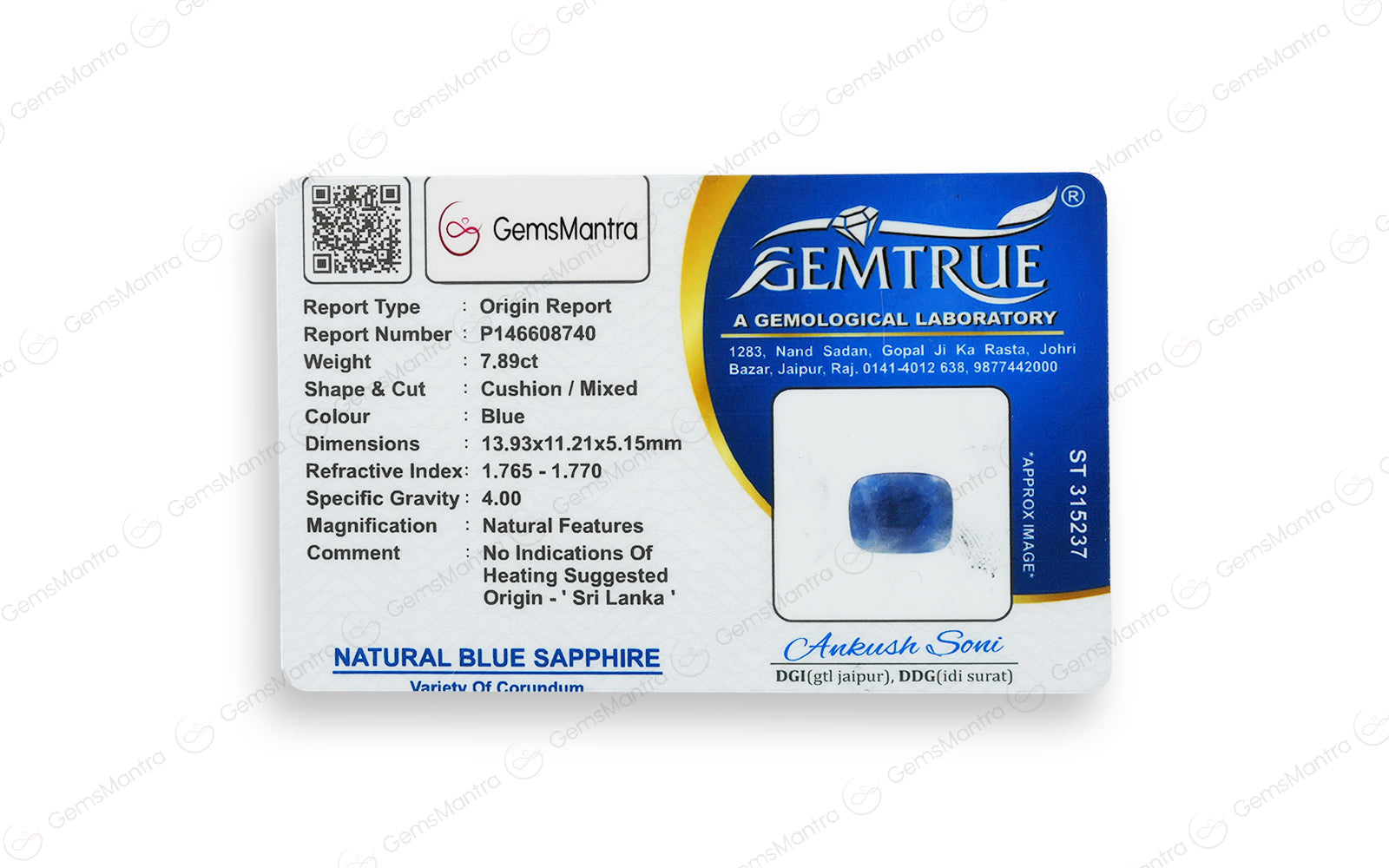 Ceylon Blue Sapphire - 7.89 Carats