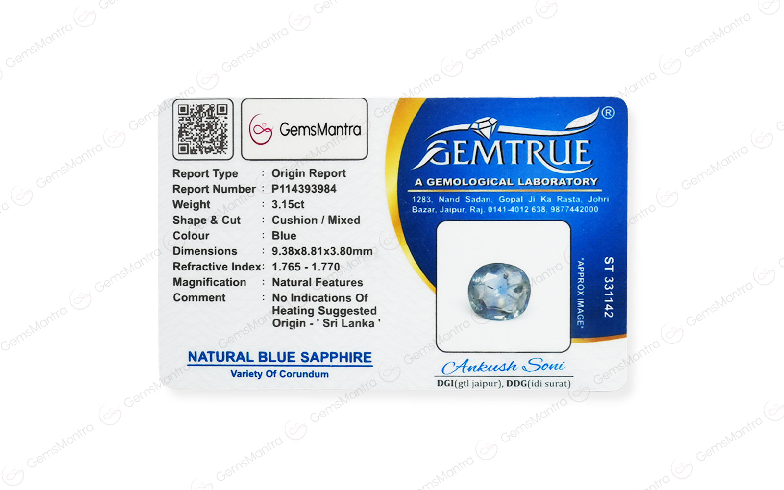 Blue Sapphire - 3.15 Carats