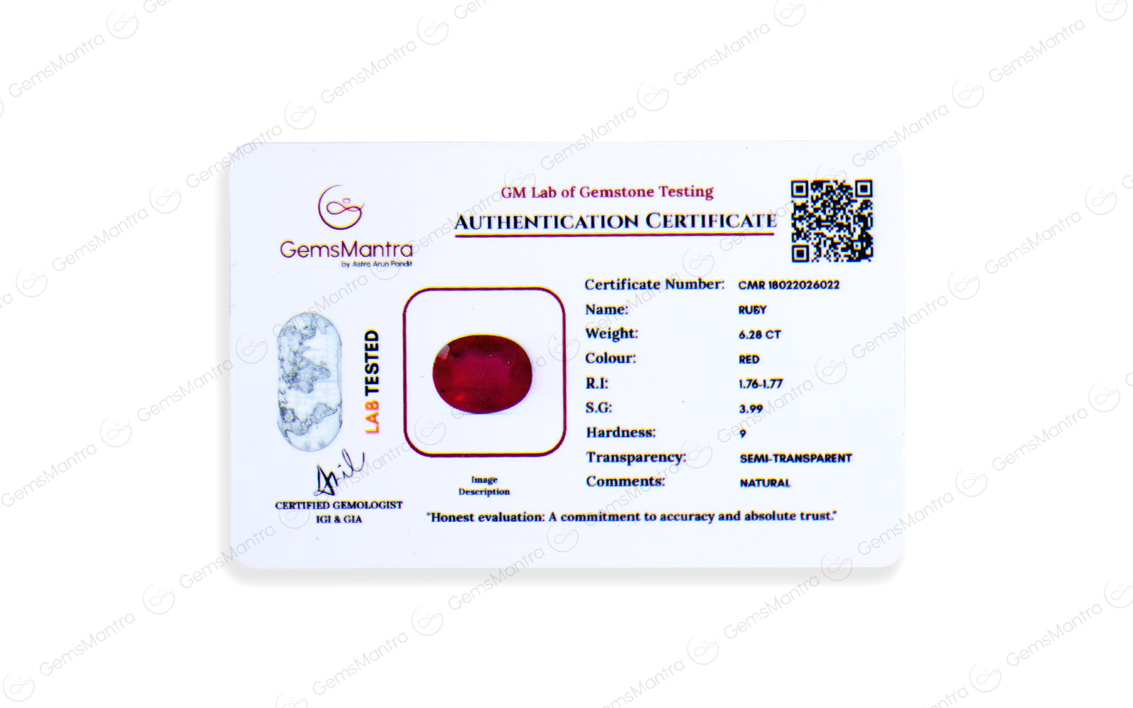 Ruby - 6.28 Carats