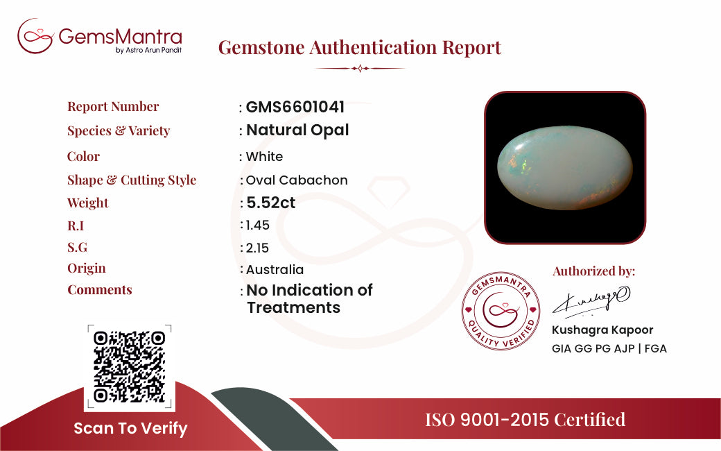 Opal - 5.52 Carats (Cert GMS6601041)
