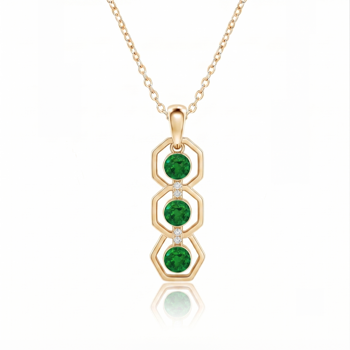 Bezel-Set Emerald Trio Drop Pendant