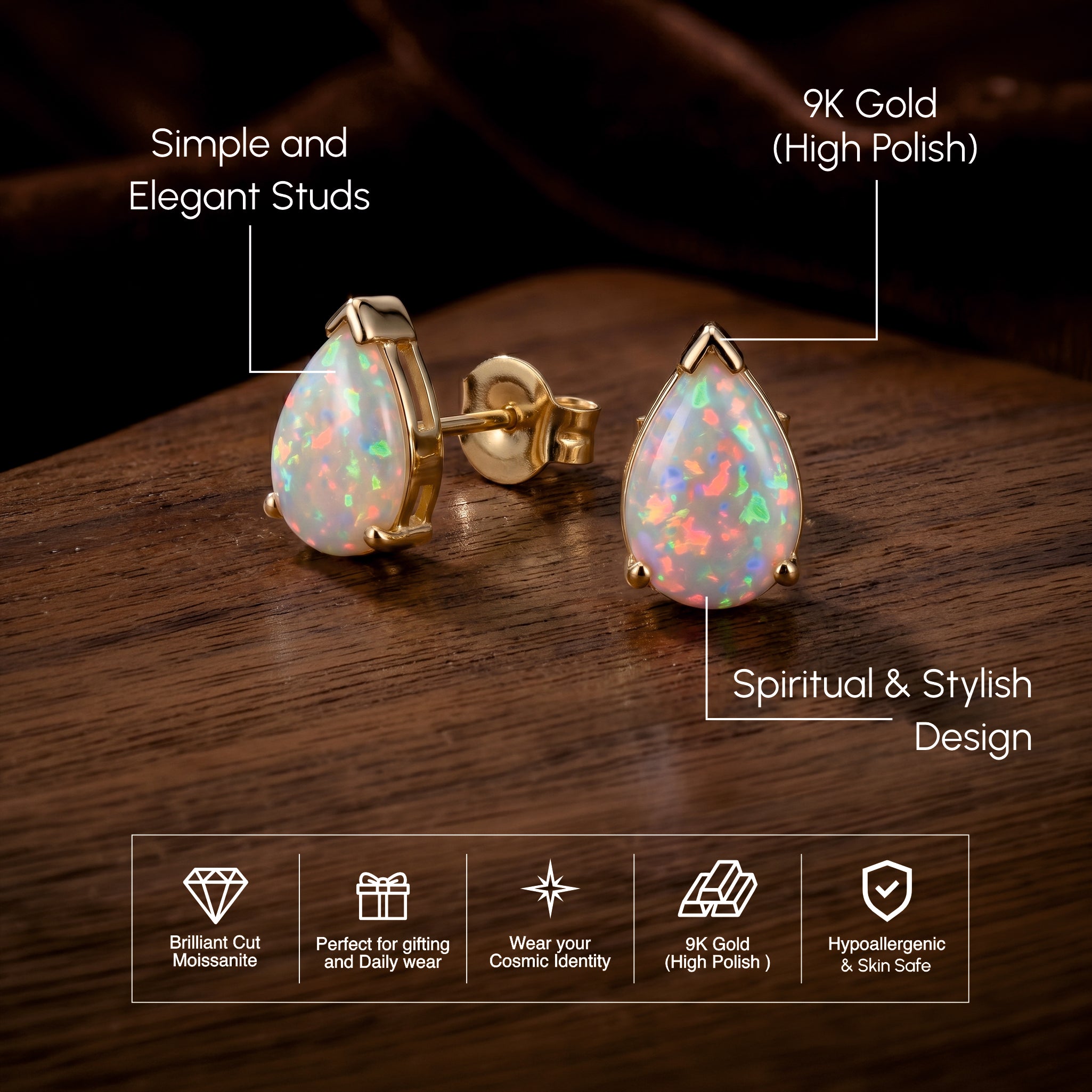 Cushion Blue Opal Hinged Clip Drop Earrings – for Women