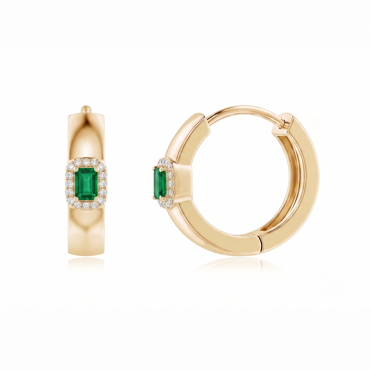 Emerald Accent Huggie Hoops