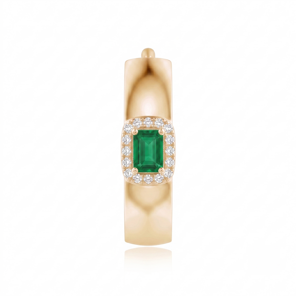 Emerald Accent Huggie Hoops