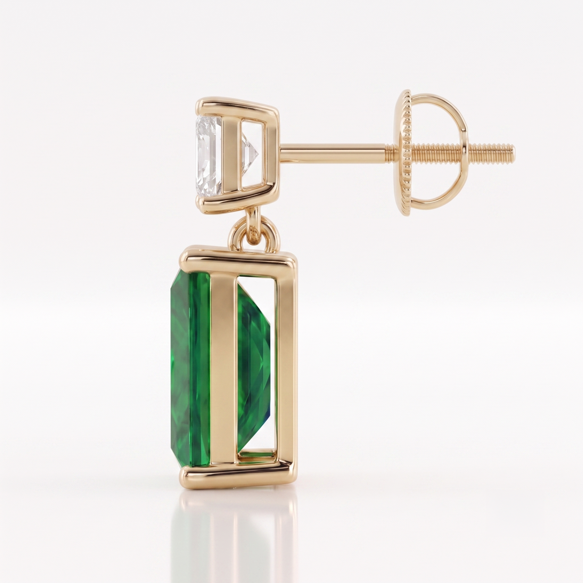 Emerald Cut Duet Drop Earrings