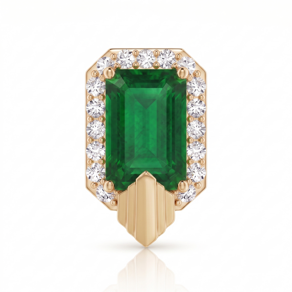 Emerald Cut Geometric Halo Studs