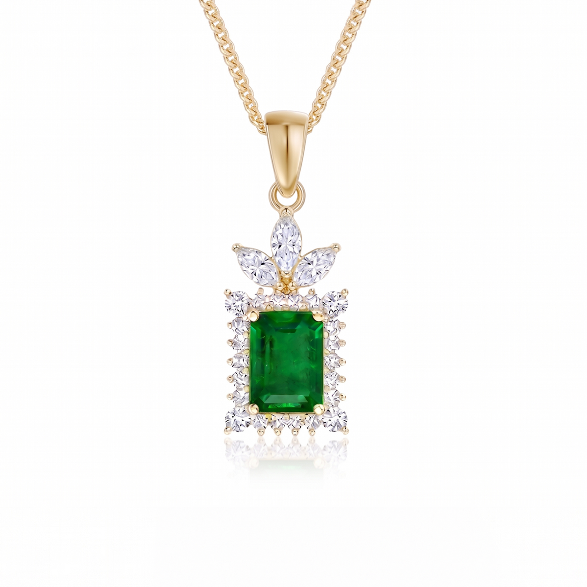 Emerald Cut Marquise Crown Pendant