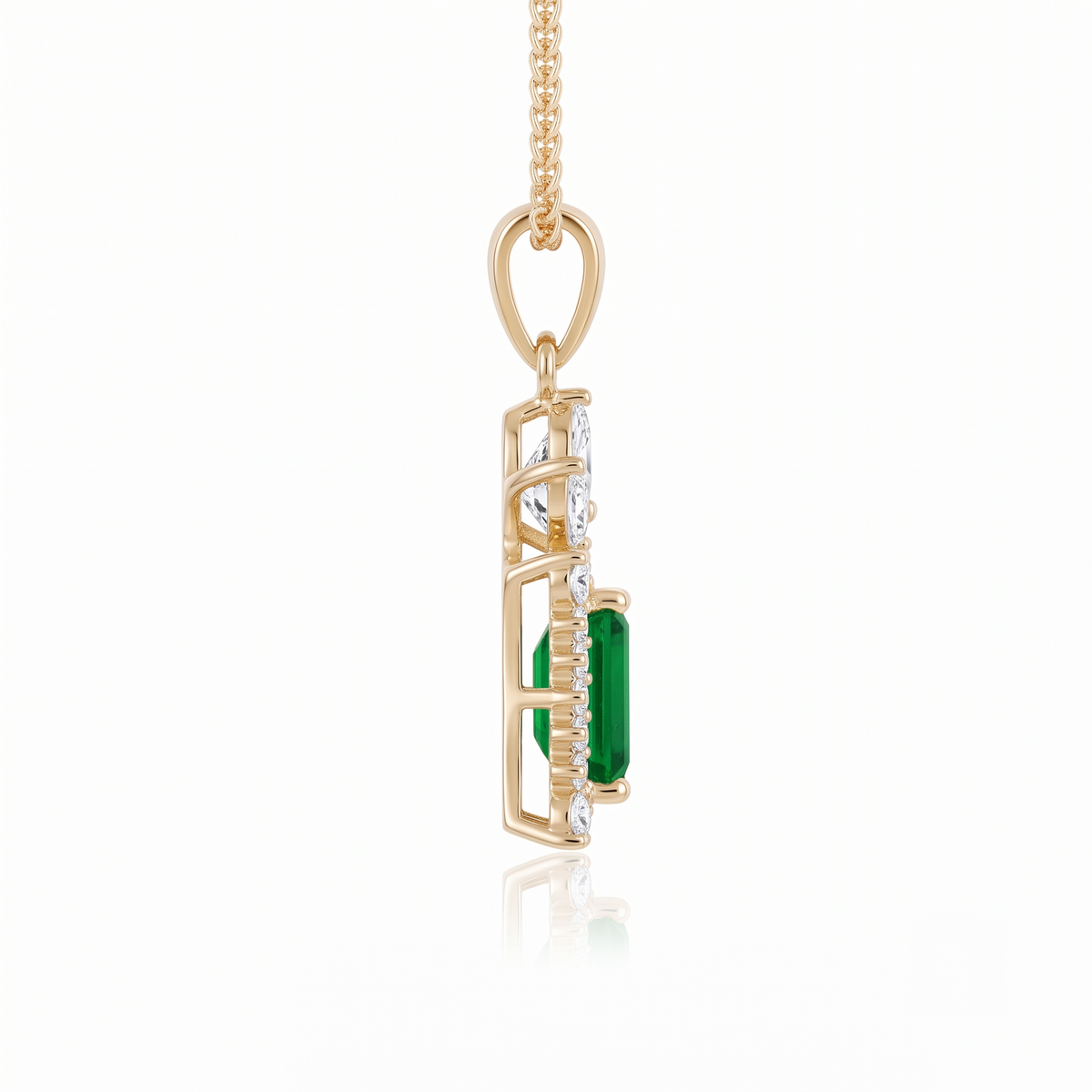 Emerald Cut Marquise Crown Pendant