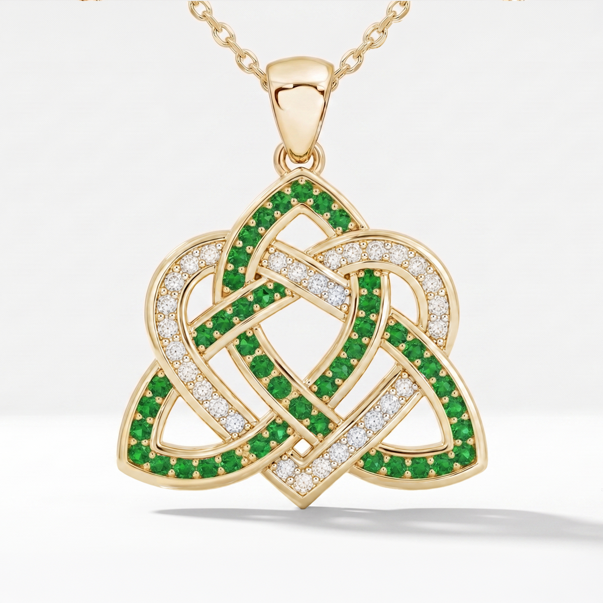Emerald Celtic Trinity Heart Pendant
