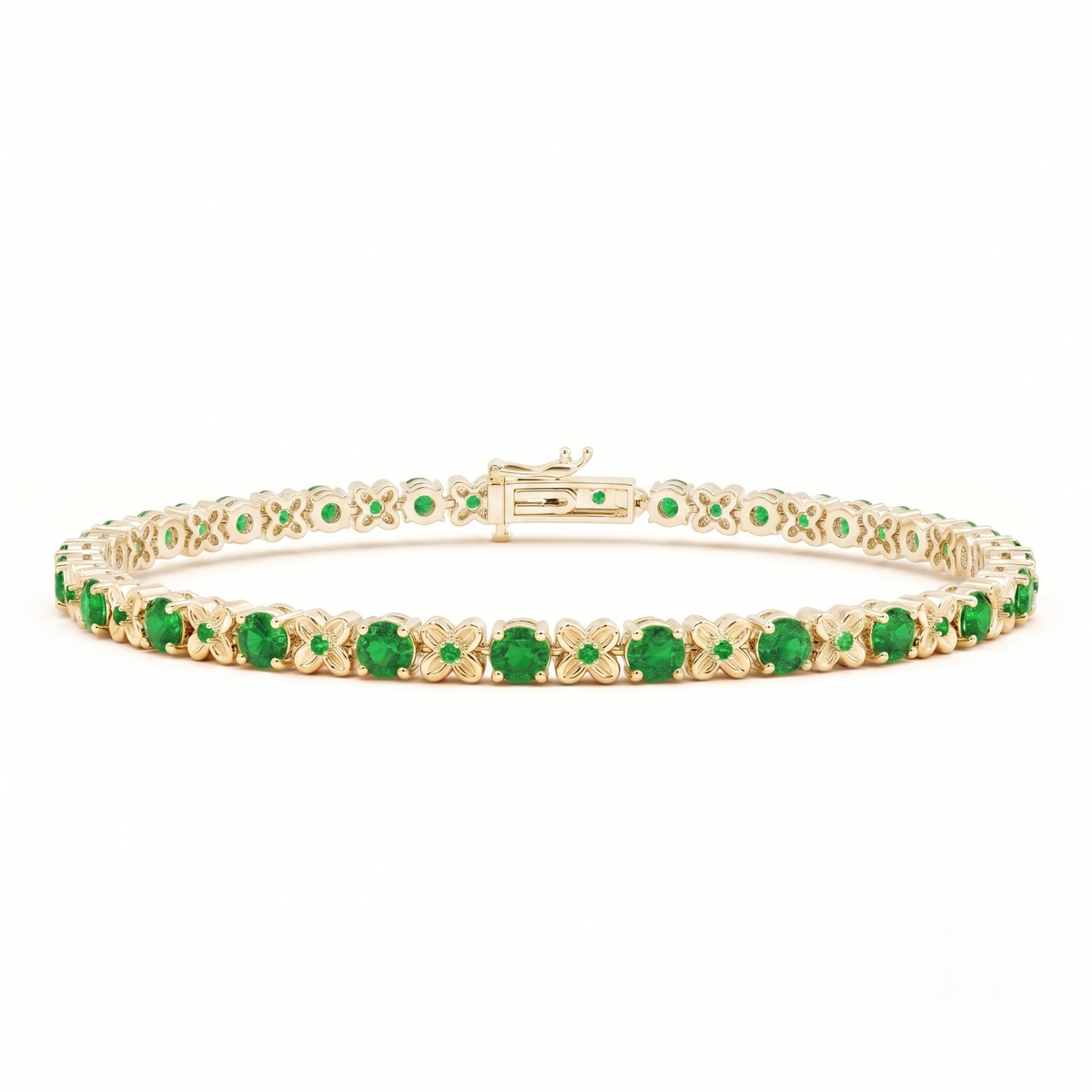 Emerald and Diamond Alternating Tennis Bracelet