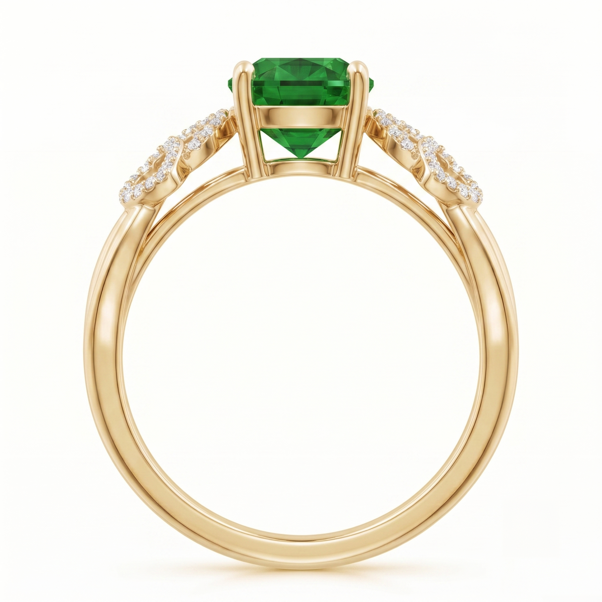 Emerald Elegance Cushion-Cut Ring in Gold Finish