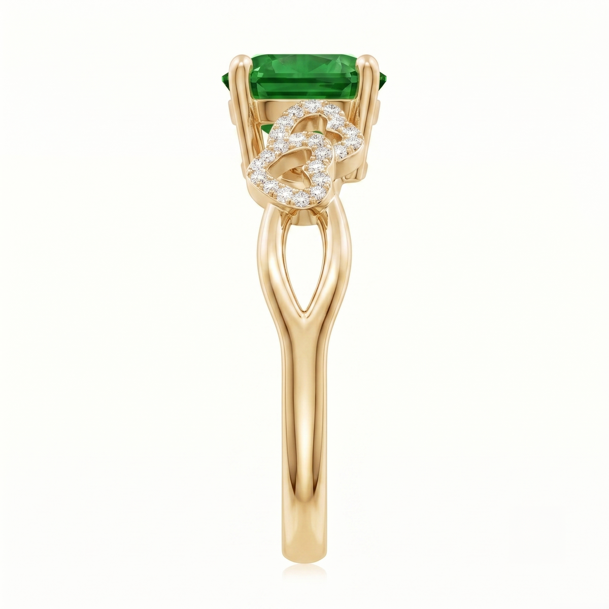 Emerald Elegance Cushion-Cut Ring in Gold Finish