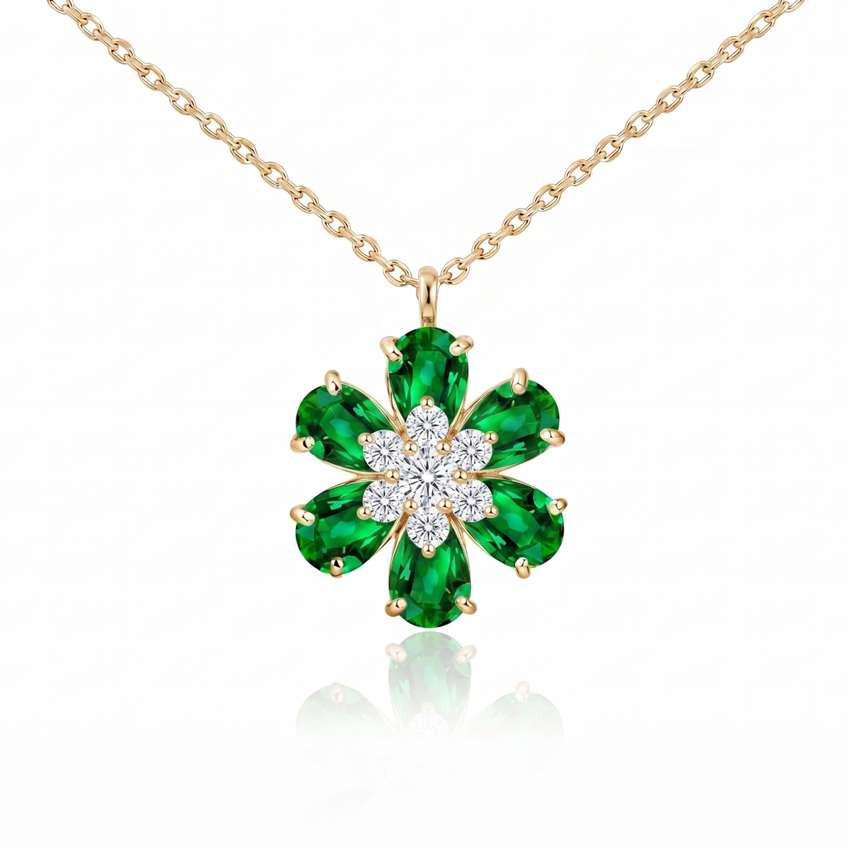 Emerald Flower Blossom Pendant