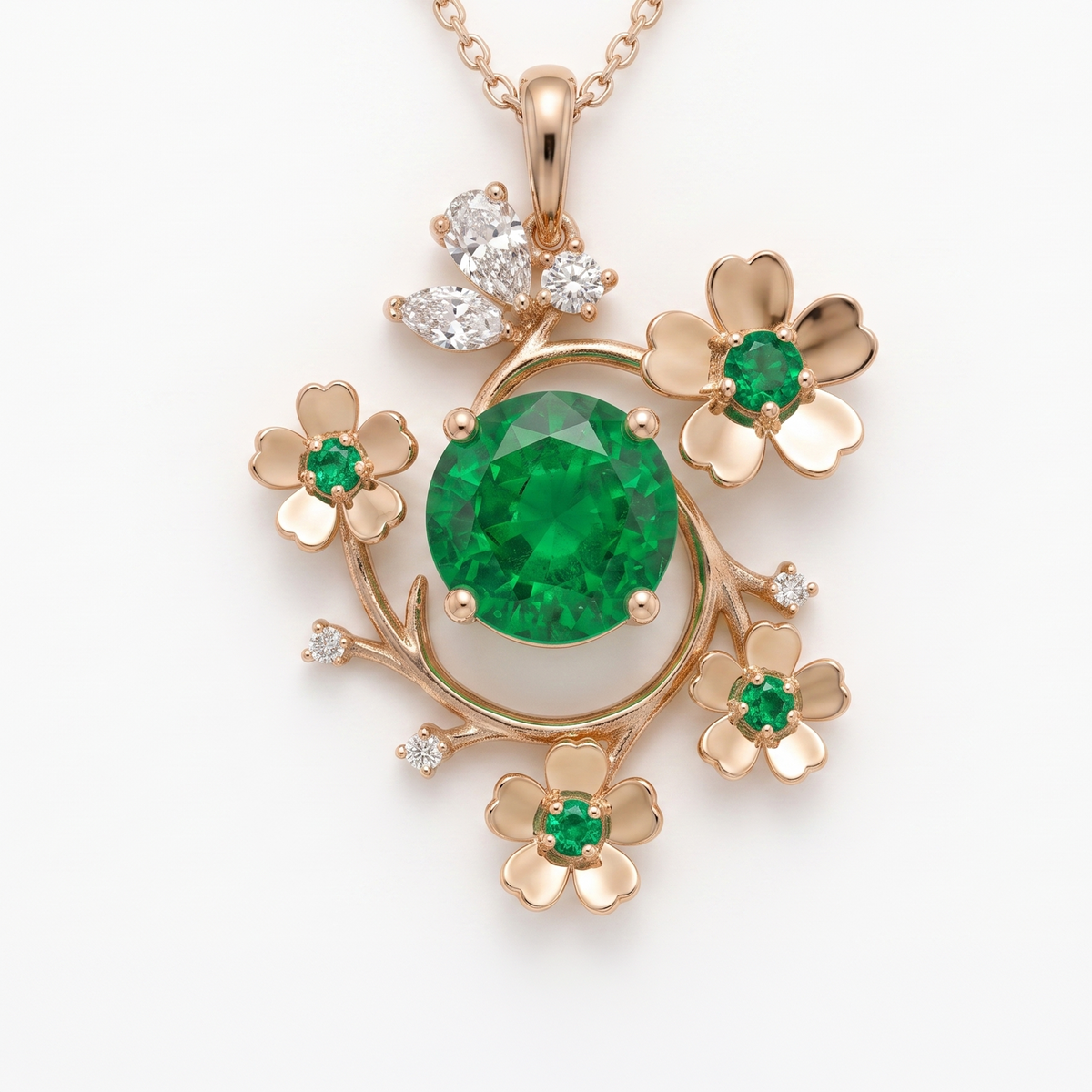 Emerald Floral Cluster Pendant