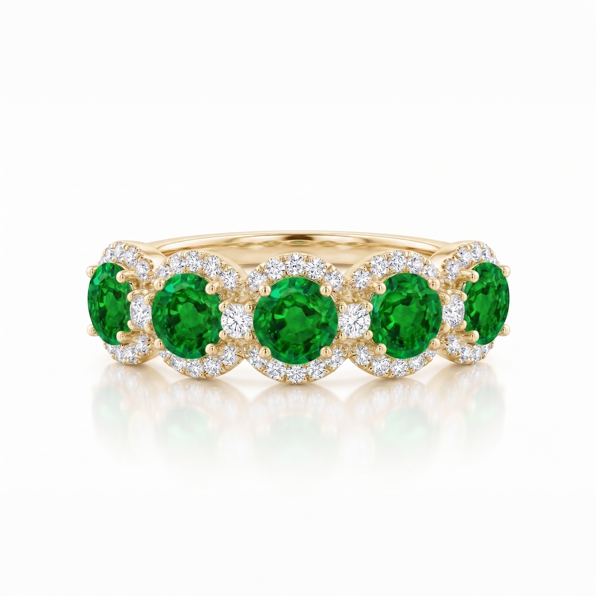 Emerald Harmony Band in Gold Finish