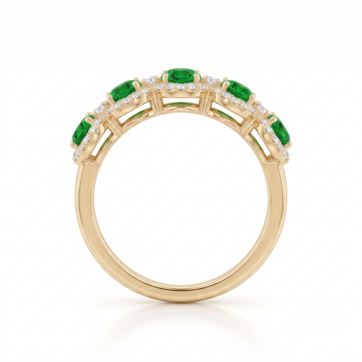 Emerald Harmony Band in Gold Finish