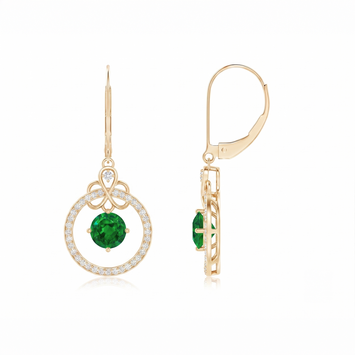Emerald Halo Circle Drop Earrings