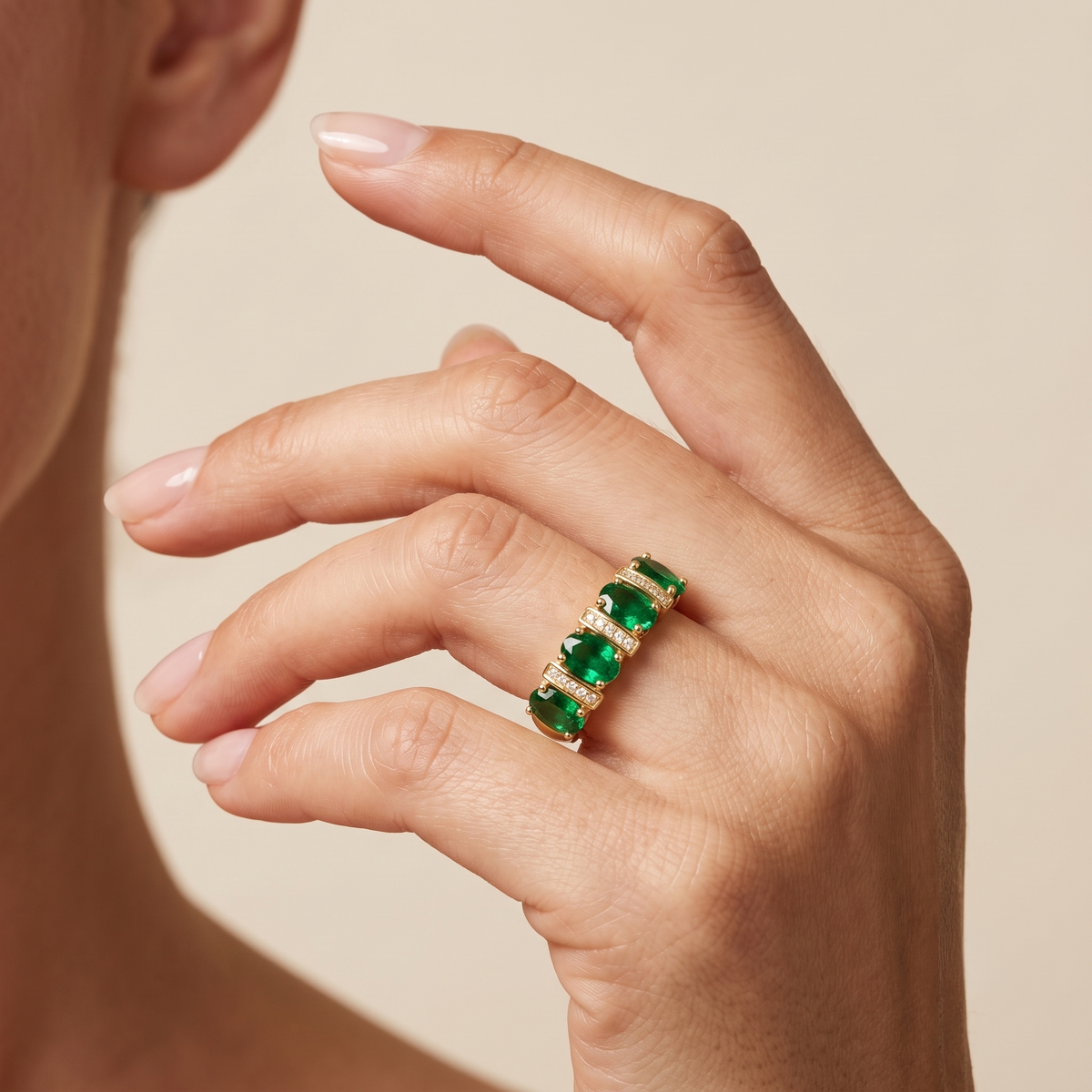 Emerald Isle Oval Eternity Band