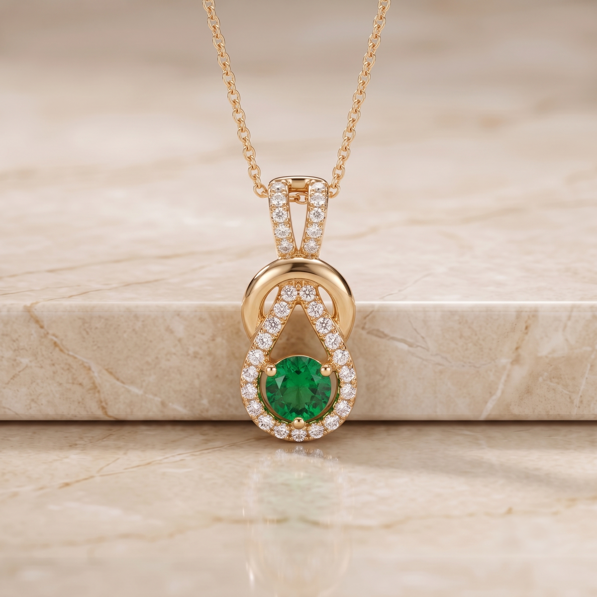 Emerald Infinity Twist Pendant