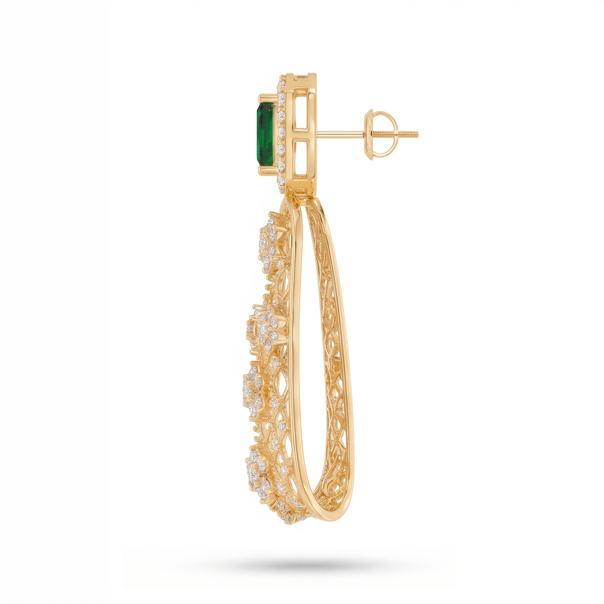 Emerald Lattice Fan Drop Earrings