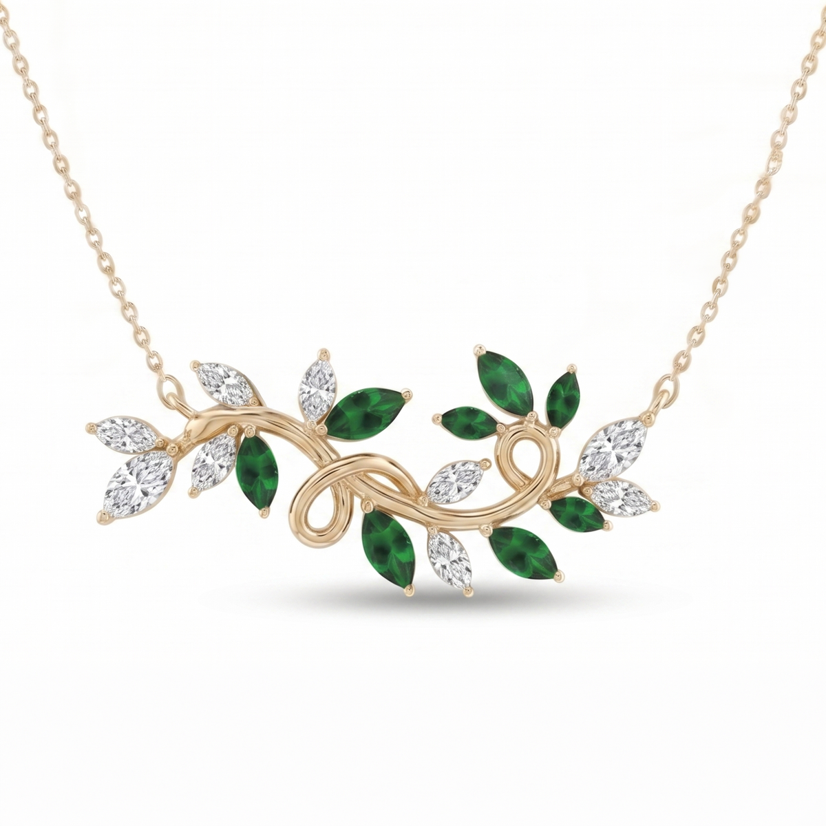 Emerald Leaf Vine Necklace