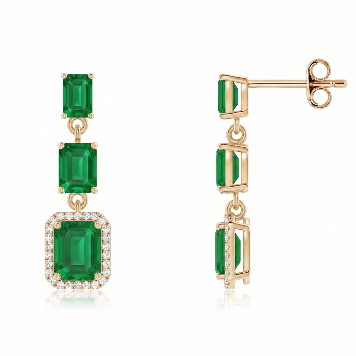 Emerald Trio Cascade Drop Earrings