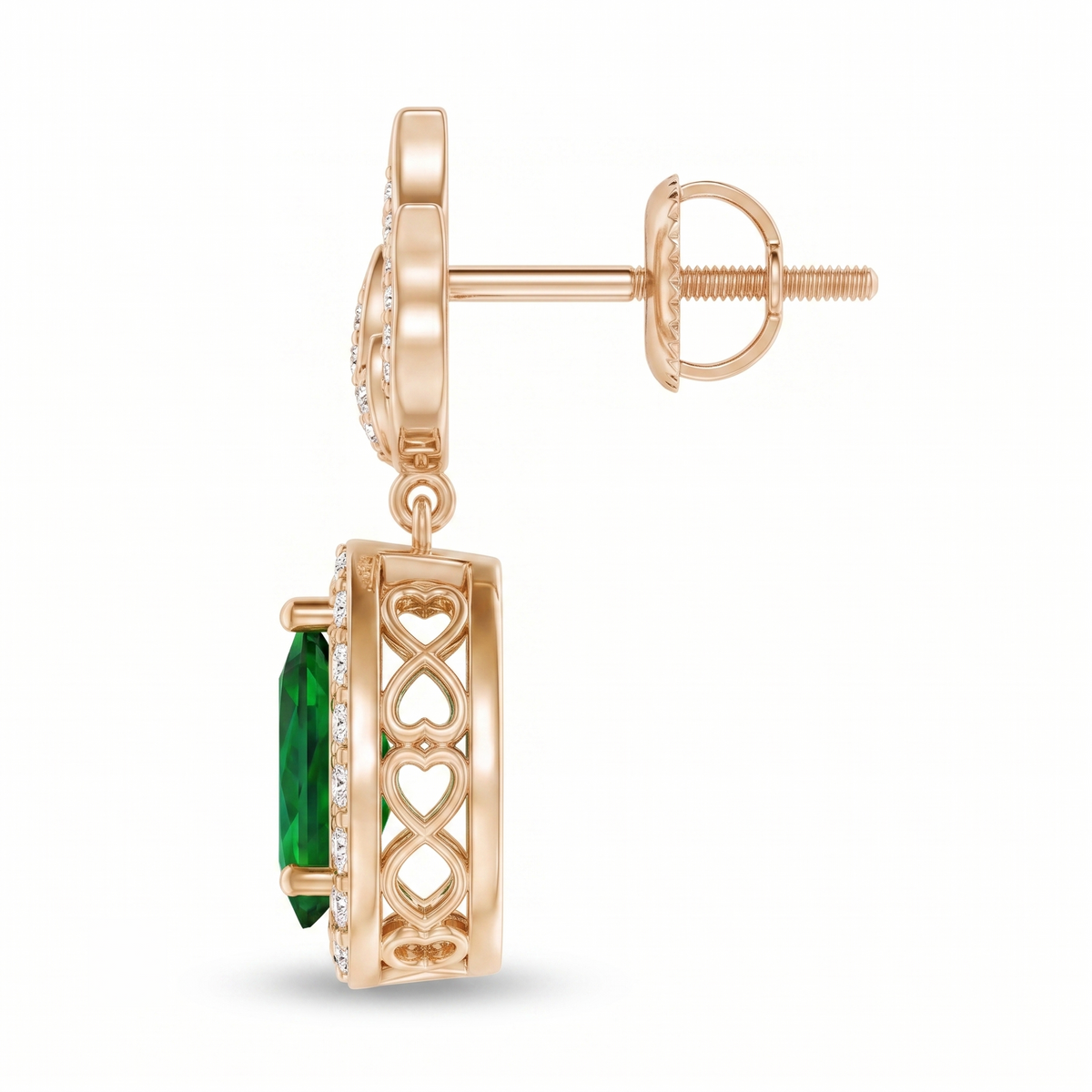 Emerald Teardrop Flame Halo Drop Earrings