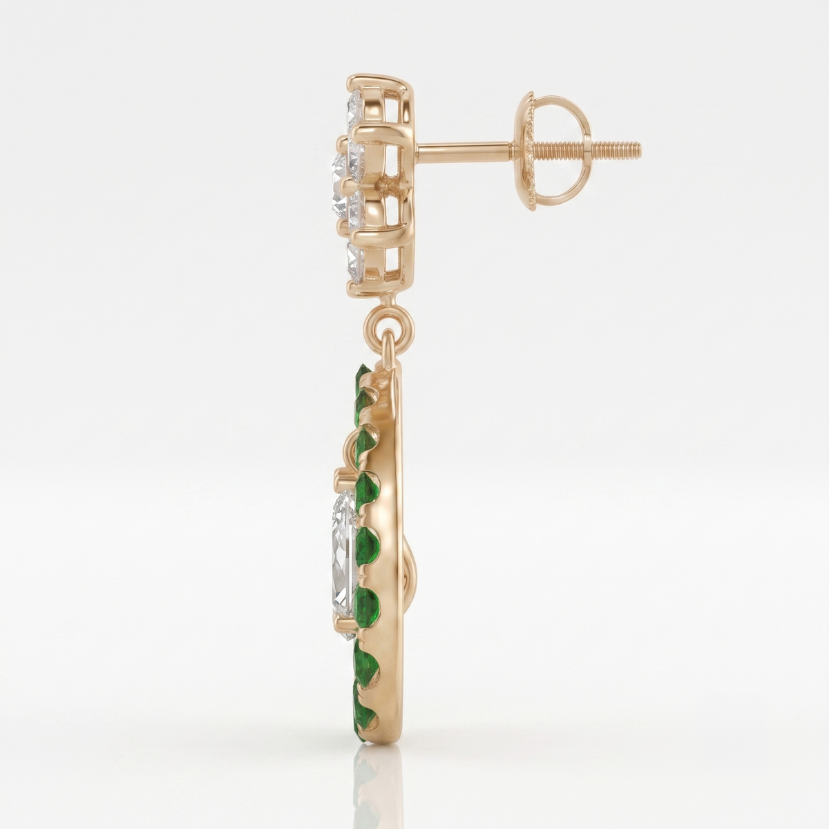 Emerald Teardrop Snowflake Drop Earrings
