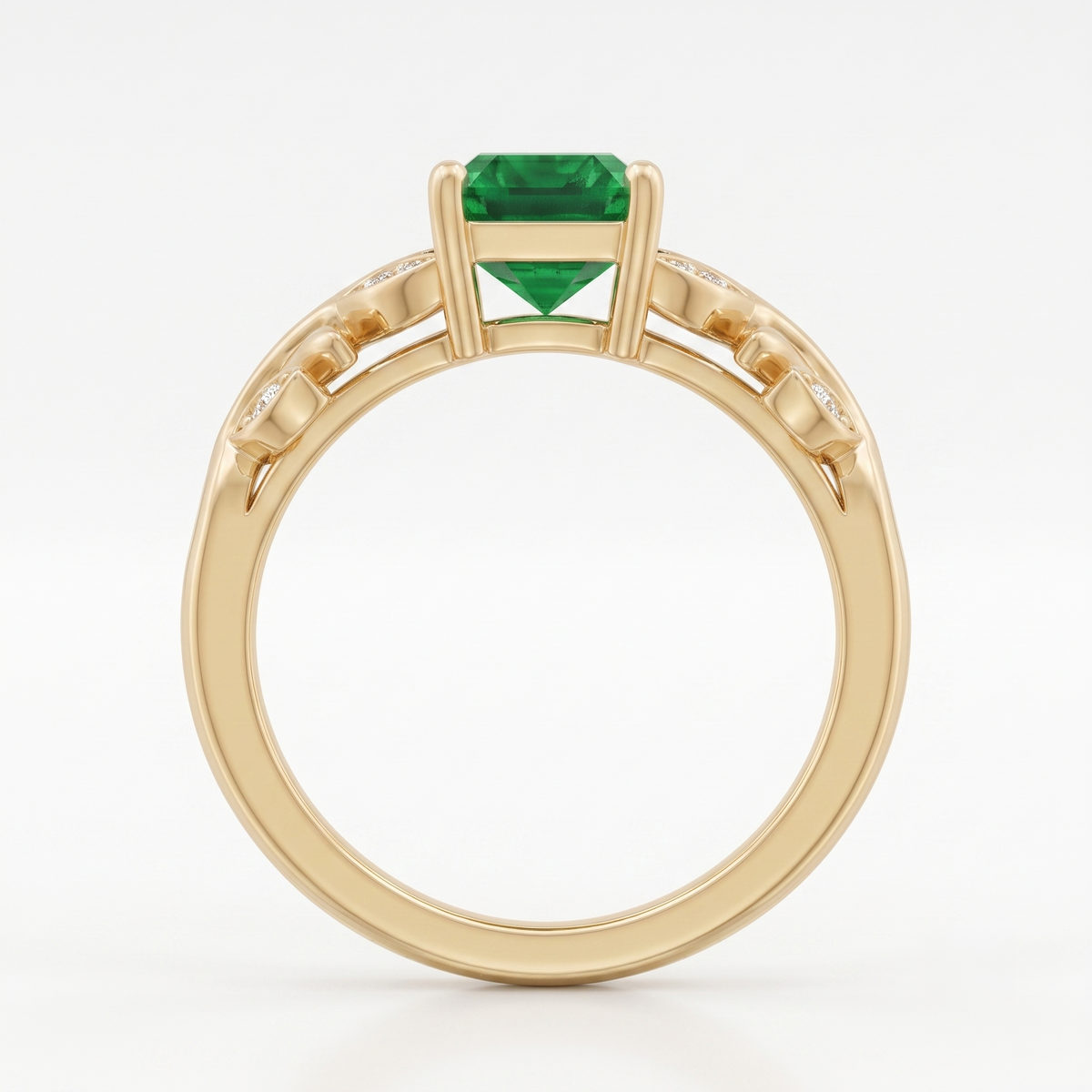 Emerald Vine Ring in Gold Finish