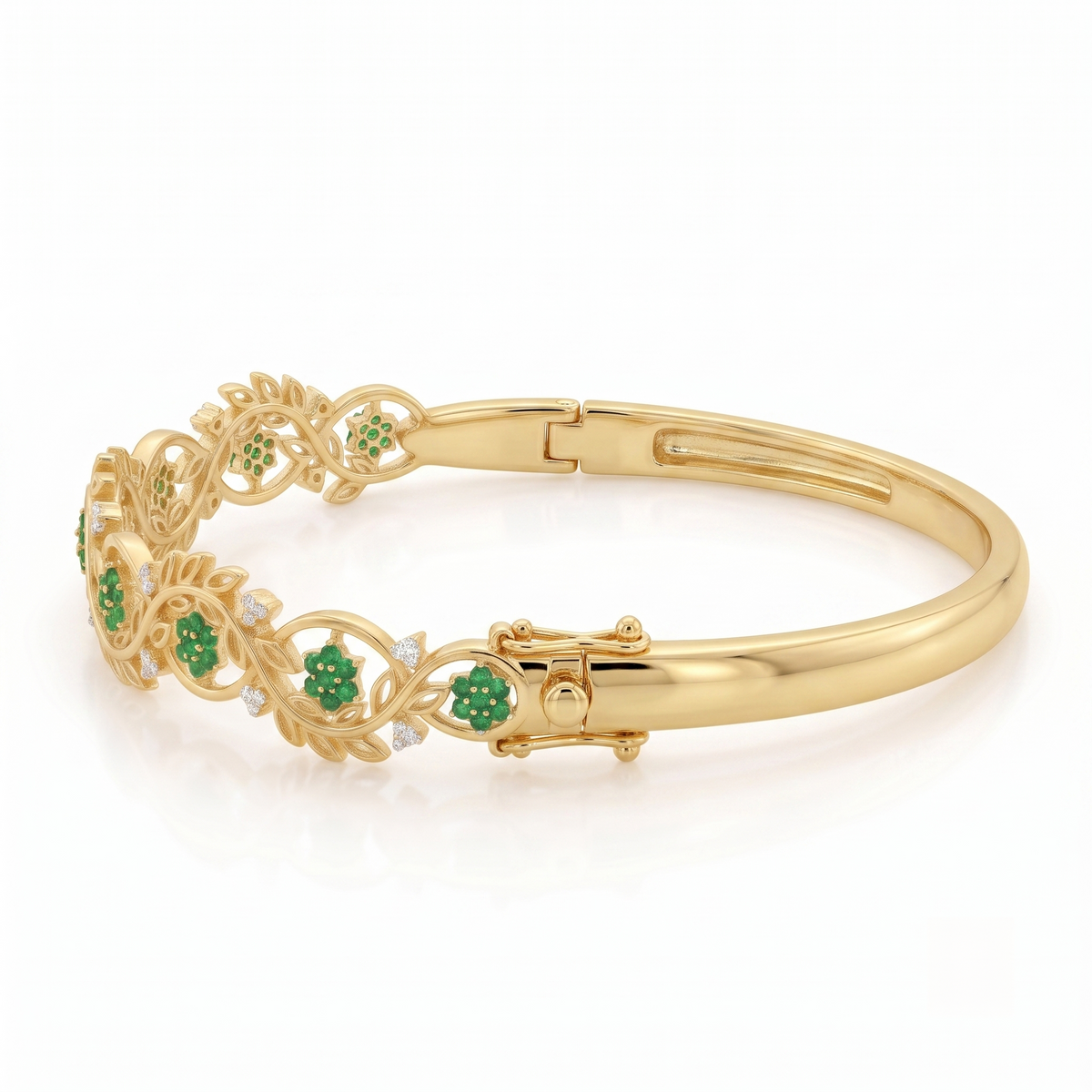 Floral Emerald Gold Bangle