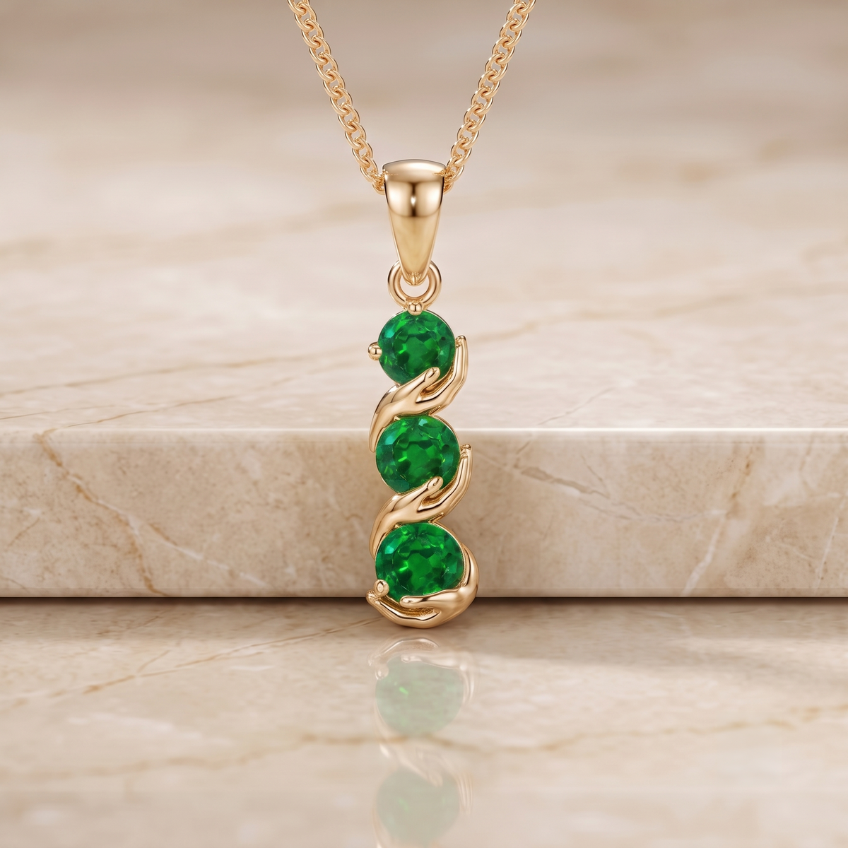 Graduated Emerald Trio Drop Pendant