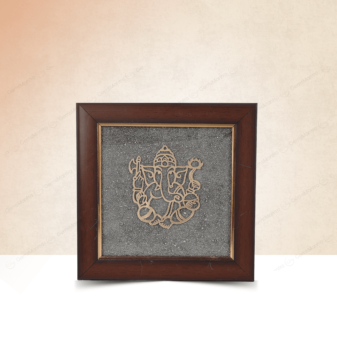 Ganesh Ji Pyrite Dust Frame - Gemsmantra