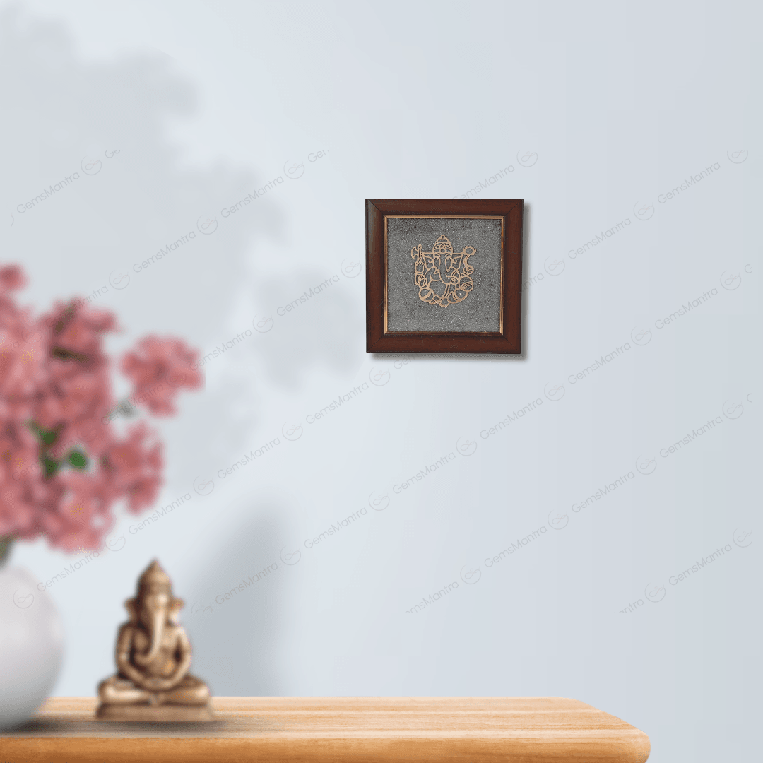 Ganesh Ji Pyrite Dust Frame - Gemsmantra