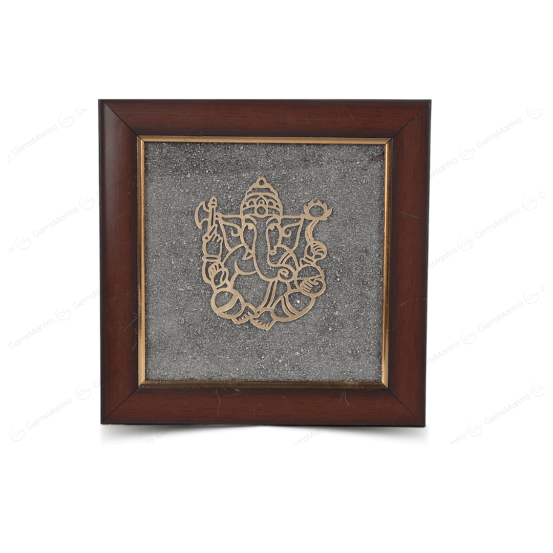 Ganesh Ji Pyrite Dust Frame - Gemsmantra