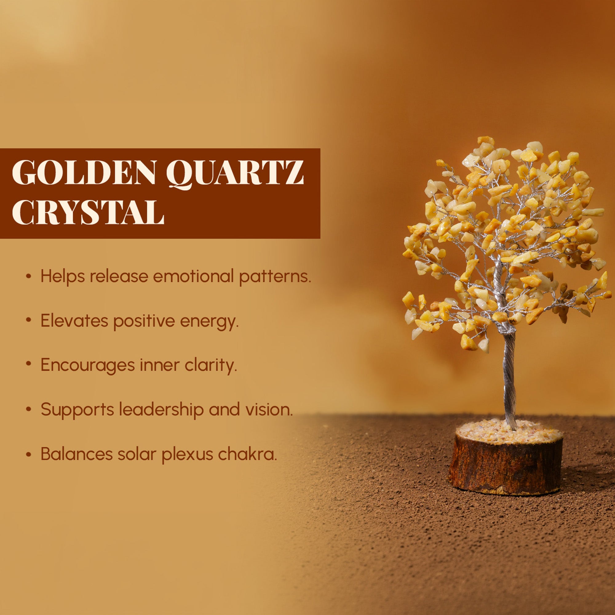 Golden Quartz Crystal Tree – Large, for Vastu