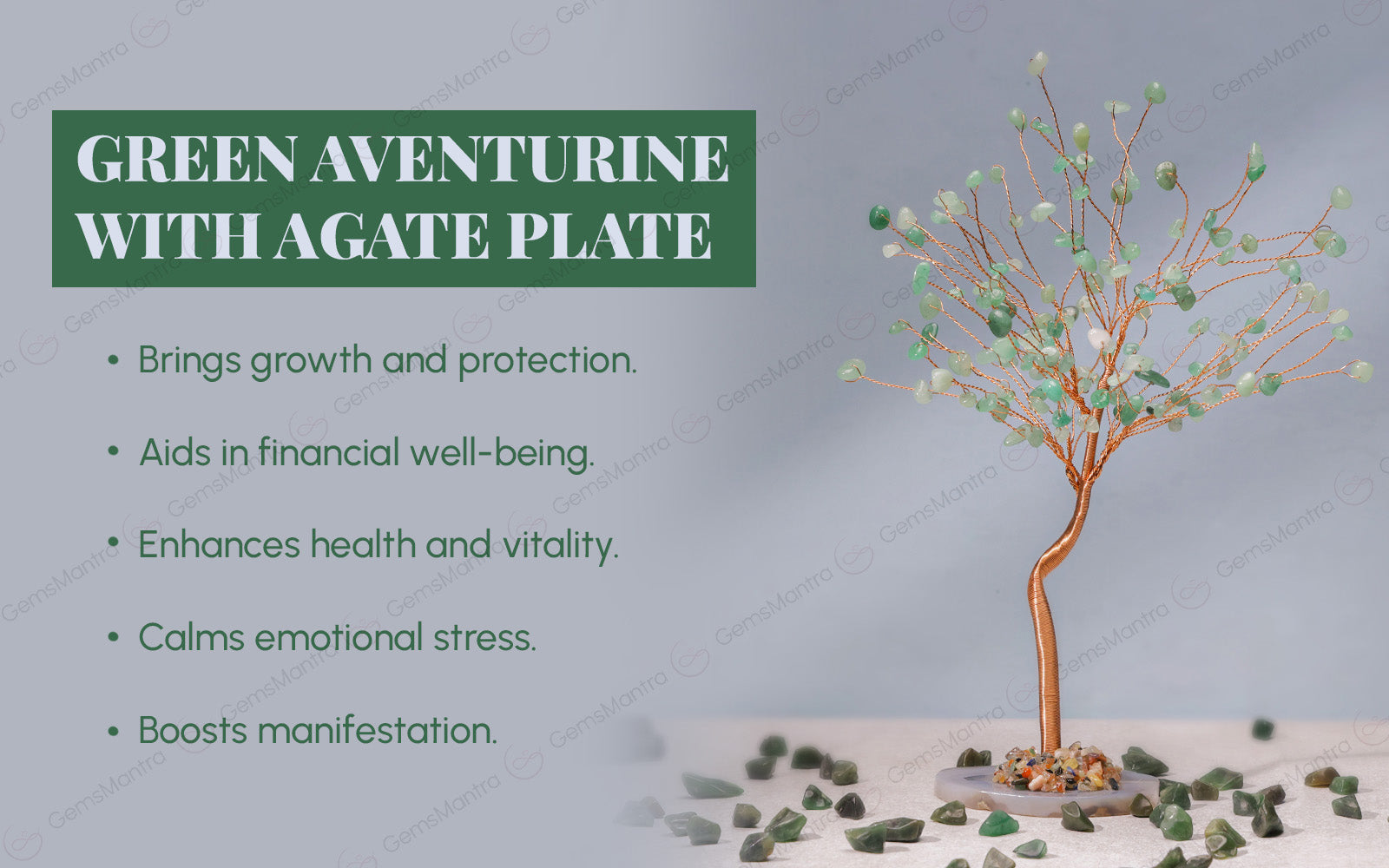 Green Aventurine With Agate Plate Large Tree