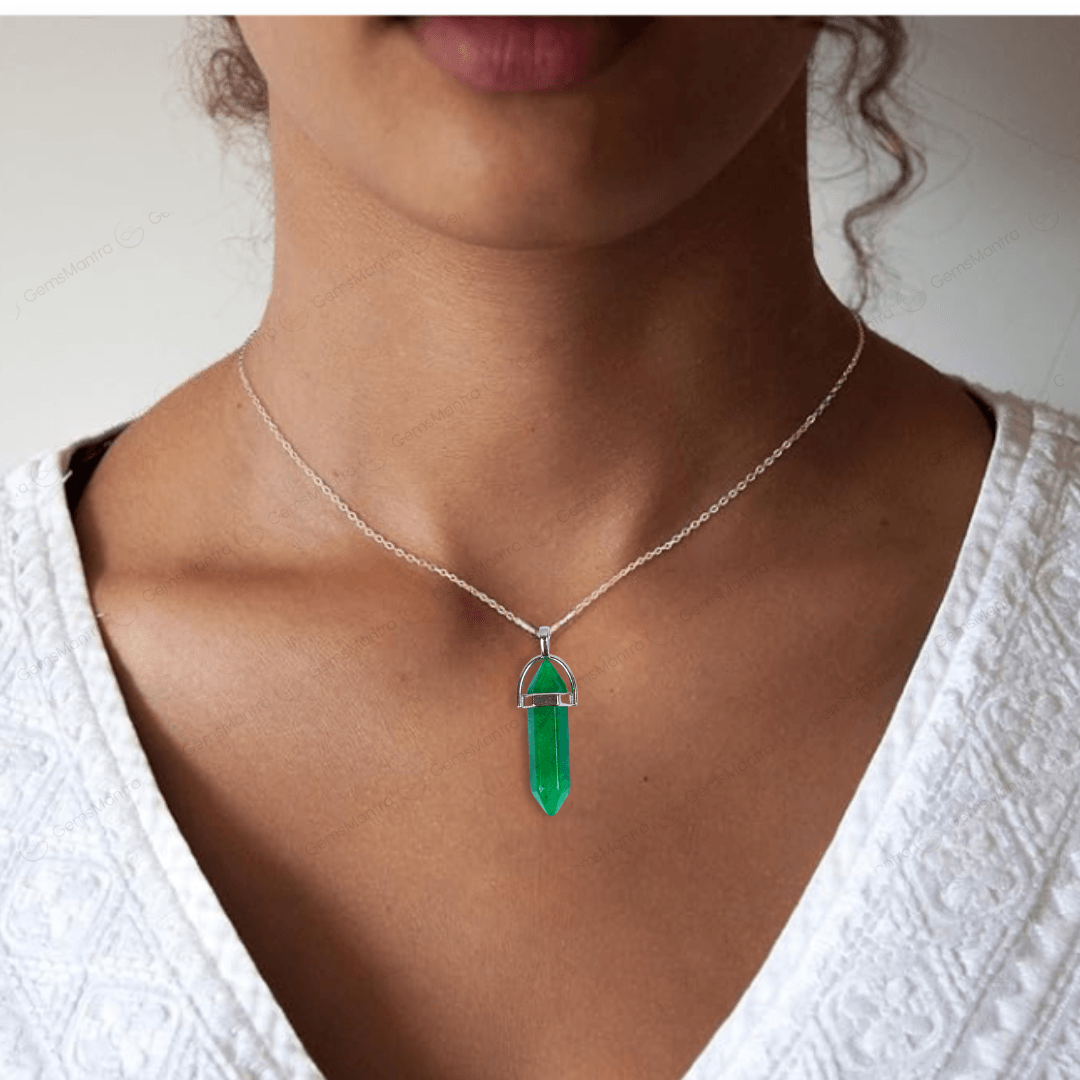 Green Onyx Double Terminated Pencil Pendant - Gemsmantra