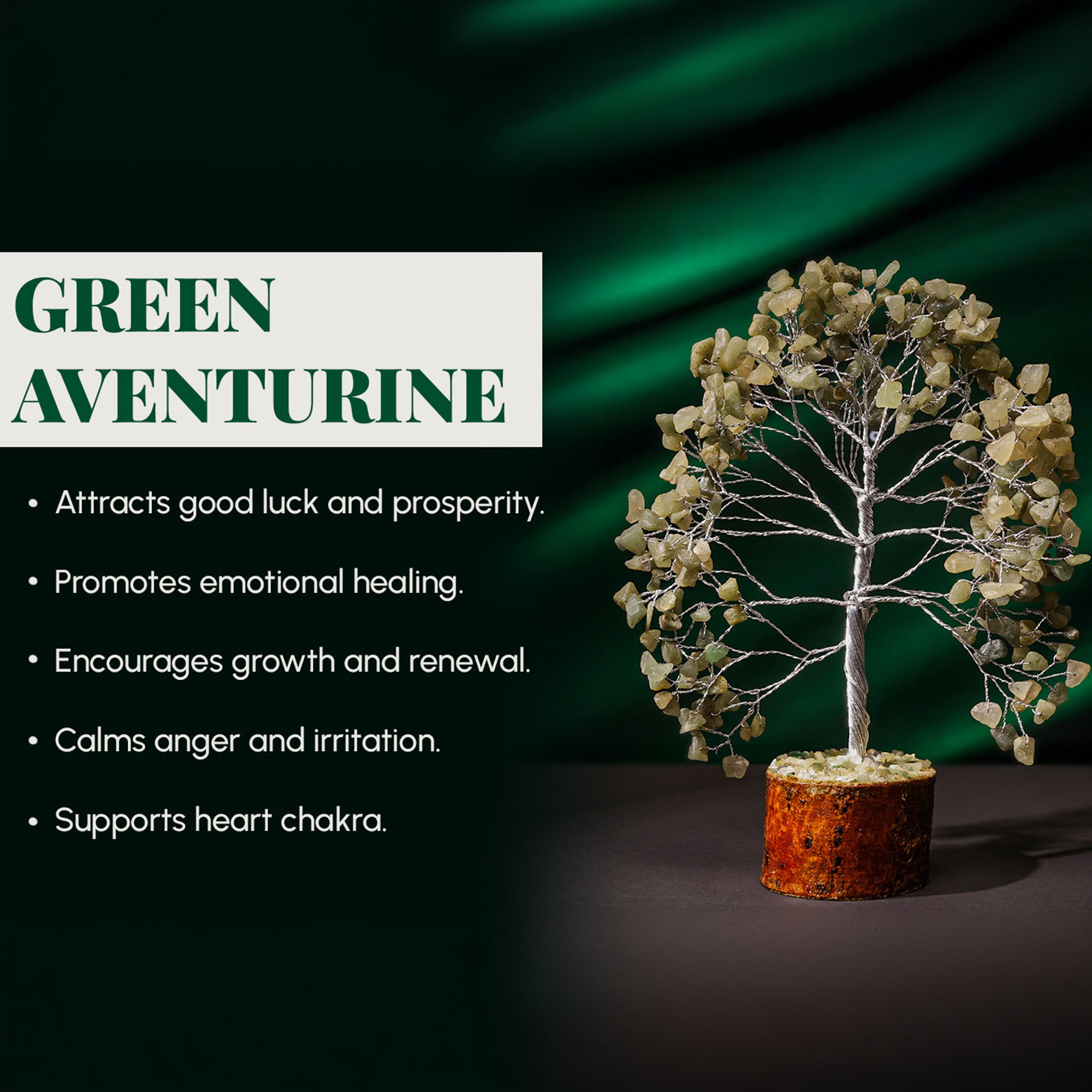Green Aventurine Crystal Tree – Large, for Vastu